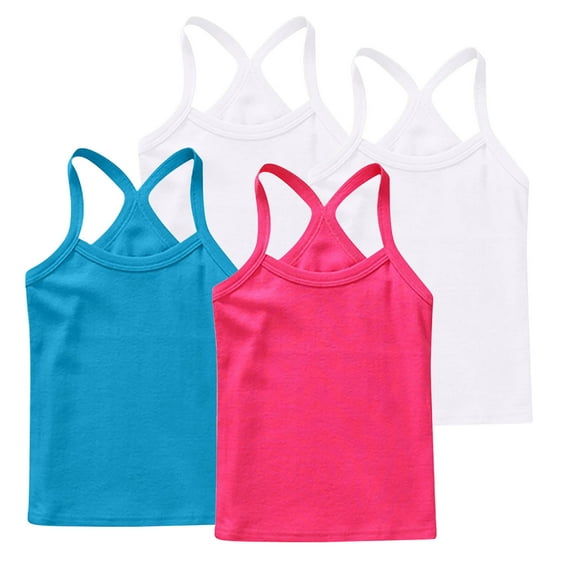 zbxnLI 4 Pack Toddler Girls Tank Tops Racerback Tanks Dance Sleeveless Shirts Ribbed Basic Undershirts
