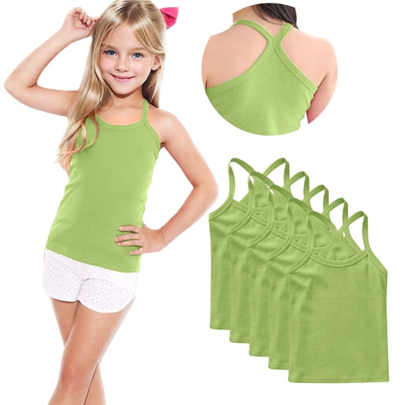 zbxnLI 5 Pack Toddler Girls Tank Tops Dance Racerback Camisole Undershirts Spaghetti Strap Sleeveless Tops