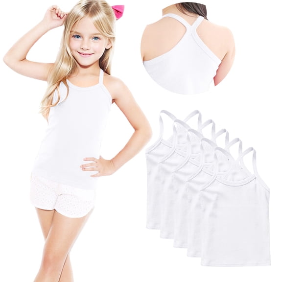 zbxnLI 5 Pack Toddler Girls Tank Tops Dance Racerback Camisole Undershirts Spaghetti Strap Sleeveless Tops