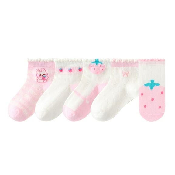 zbxnLI 5 Pairs Baby Boys Girls Socks Cartoon Ankle Socks for Newborn Infant Toddler Knit Cotton Socks