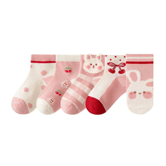 zbxnLI 5 Pairs Baby Boys Girls Socks Cartoon Ankle Socks for Newborn Infant Toddler Knit Cotton Socks