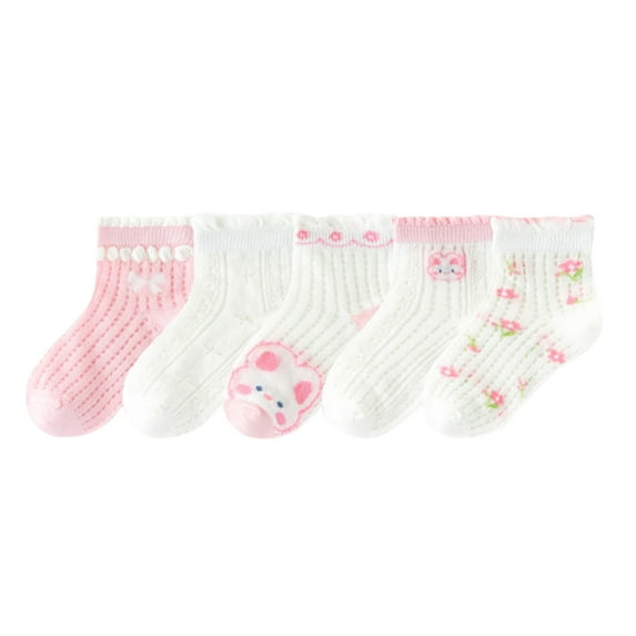 zbxnLI 5 Pairs Baby Boys Girls Socks Cartoon Ankle Socks for Newborn Infant Toddler Knit Cotton Socks