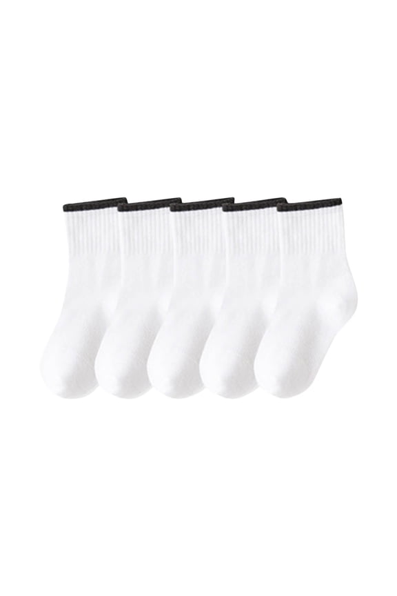 5 Pairs Girls Boys Crew Cotton Socks for Kids Toddler Athletic Socks Soft Casual Socks 1-8 Years