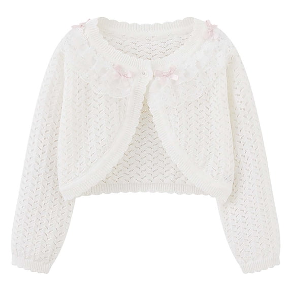 zbxnLI 9M-14Y Girls Bolero Cardigans Long Sleeve Knit Cropped Cardigan Sweater Spring Fall Coverups