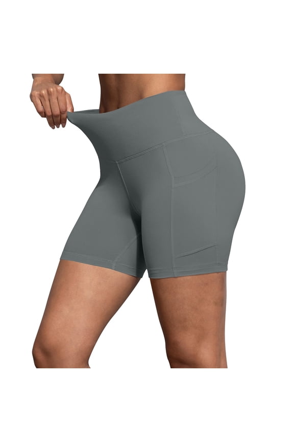 Athletic Biker Shorts for Women Lightweight Running Workout High Waist Stretch Short Pants with Pocket
