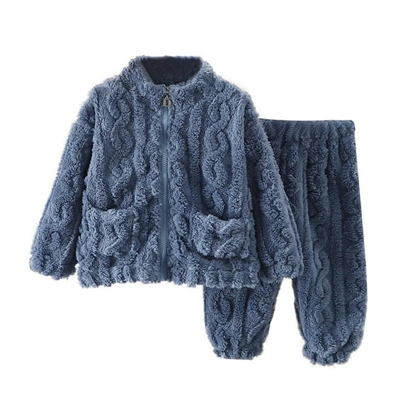 zbxnLI Baby Boys Girls Fleece Pajamas Sets Fuzzy Winter Full Zip Sweatshirts Pants Pjs Sets Loungewear