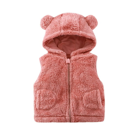 zbxnLI Baby Boys Girls Fleece Vest Jacket with Ears Hooded Sleeveless Warm Outerwear 3M-3T