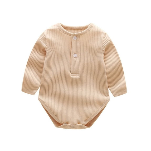 zbxnLI Baby Girls Boys Bodysuits Button Crew Neck Long Sleeve One-Piece Fall Winter Cotton Rompers