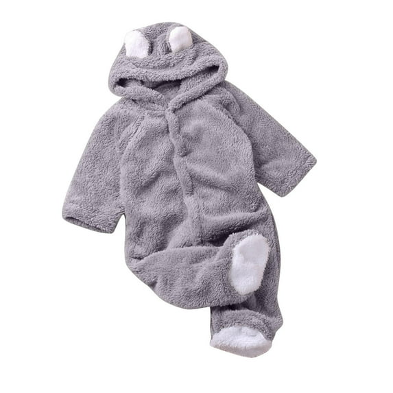 zbxnLI Baby Girls Boys Fleece Jumpsuits Hooded Fleece Snowsuit One-Piece Outerwear Fall Winter Outfits