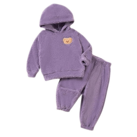 zbxnLI Baby Girls Fleece Sweatsuits Cartoon Hoodie and Sweatpants Winter Clothes Sets for Little Girls
