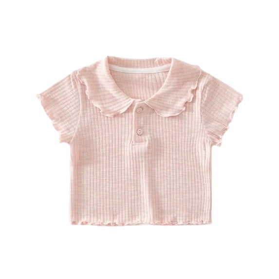 zbxnLI Baby Girls Ruffle Collared Blouse Short Sleeve Casual Summer Kids Shirt Cute Party Clothing for Girl