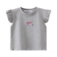 thumbnail image 1 of zbxnLI Baby Girls Ruffle Short Sleeve T Shirts Cute Bow Knot Front Tee Top for Kids Summer Crewneck Tshirts, 1 of 5