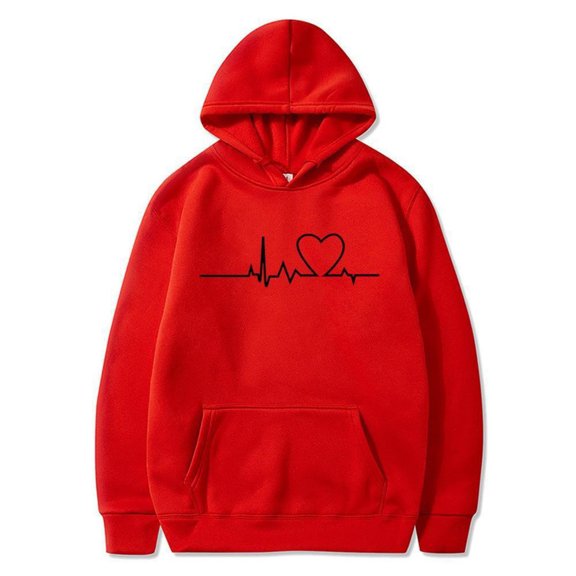 zbxnLI Big and Tall Hoodie for Men Heart Printed Long Sleeve Sweatshirts Pullover Hooded Sweatshirt