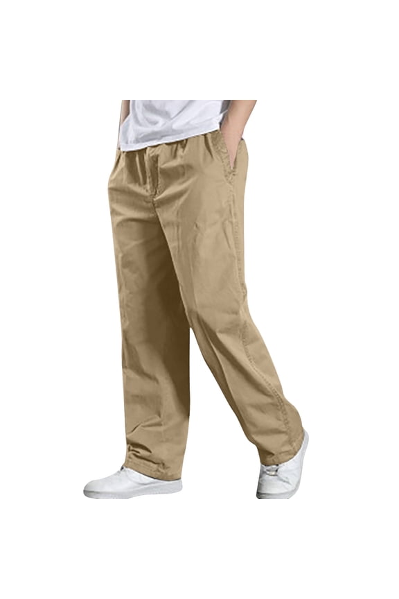 Big and Tall Men's Cargo Pants Summer Drawstring Straight Leg Loose Work Pants with Pockets