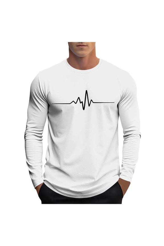 Big and Tall Men's Long Sleeve Shirts Graphic T-Shirts for Men Casual Basic Tee Tops Fall Winter