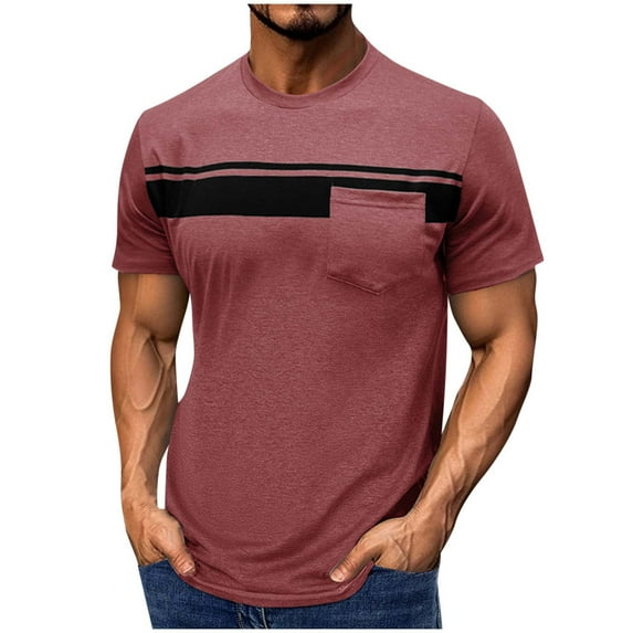 zbxnLI Big and Tall Mens T-Shirts Casual Short Sleeve Shirts for Men Crew Neck Loose Pocket Tees