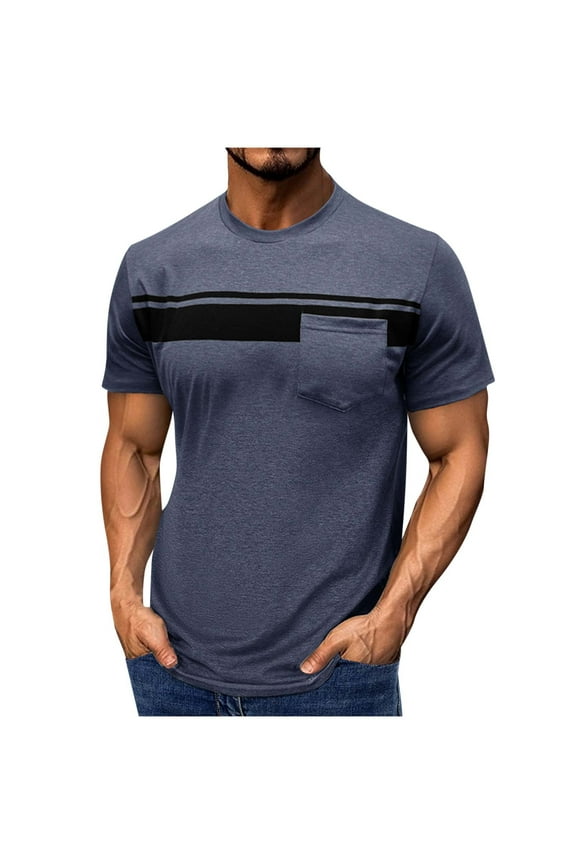 Big and Tall Mens T-Shirts Casual Short Sleeve Shirts for Men Crew Neck Loose Pocket Tees