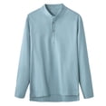thumbnail image 1 of zbxnLI Big and Tall Shirts for Men V Neck Buttoned Long Sleeve Shirt Loose Casual Pullover Tops Solid Color, 1 of 3