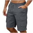 thumbnail image 1 of zbxnLI Big and Tall Shorts for Men Outdoor Athletic Hiking Cargo Comfy Drawstring Elastic Waist Short Pants S-4XL, 1 of 7