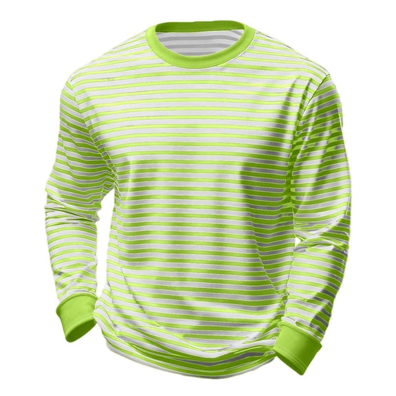 zbxnLI Big and Tall Tshirt for Men Striped Long Sleeve Crew Neck Tee Shirts Casual Loose Pullover Tops