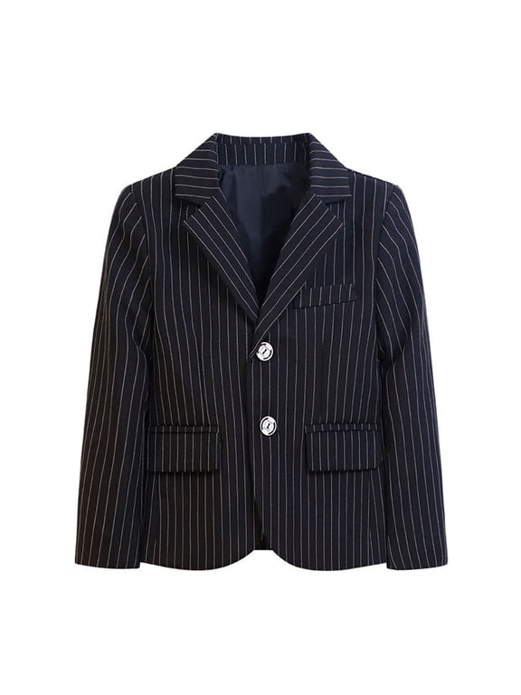 Boys' Blazer School Uniform Button Open Front Suit Evening Wedding Outerwear with Pockets