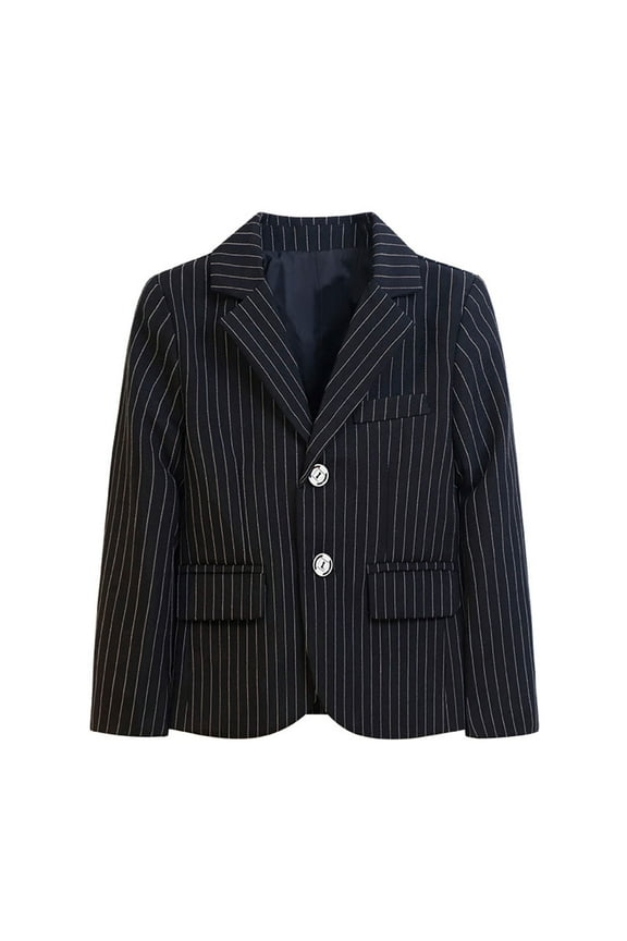 Boys' Blazer School Uniform Button Open Front Suit Evening Wedding Outerwear with Pockets