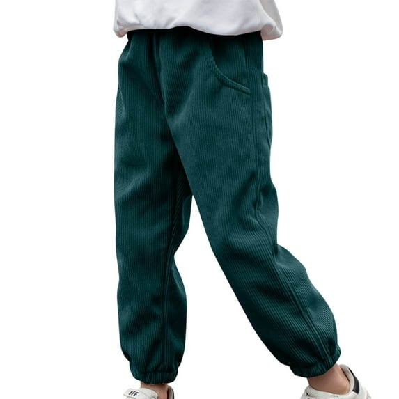 zbxnLI Boys Girls Corduroy Pants Elastic Waist Loose Joggers Causal Vintage Sweatpants with Pockets
