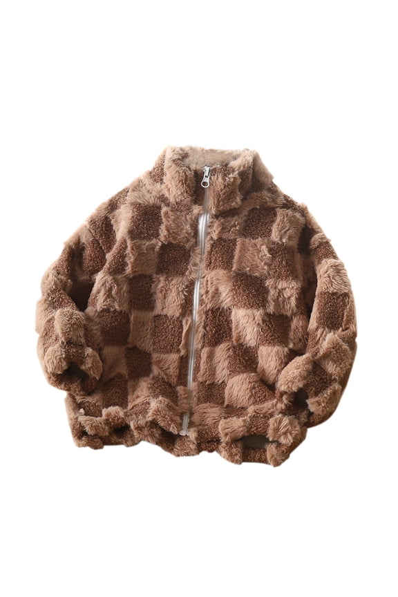 Boys Girls Fleece Jacket Long Sleeve Zipper Fuzzy Coat Fall Winter Outerwear Jackets for Kids