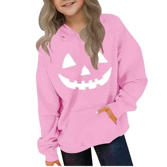 zbxnLI Boys Girls Halloween Hoodies Cute Graphic Long Sleeve Sweatshirts Hooded Pullover Tops with Pocket