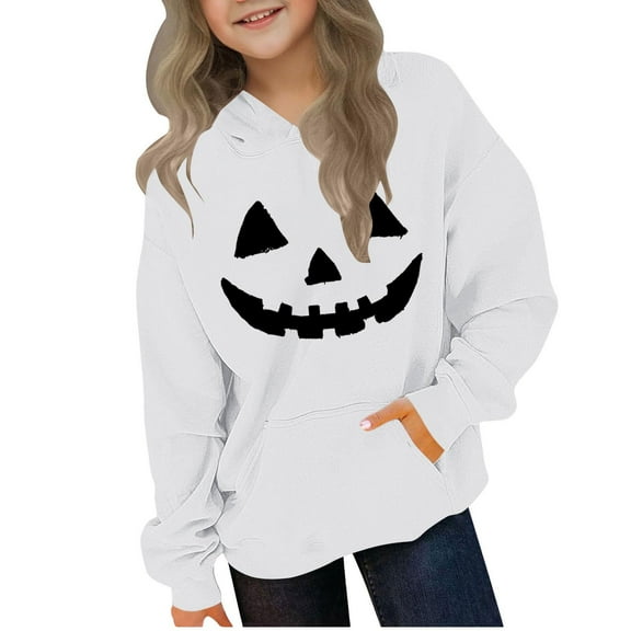 zbxnLI Boys Girls Halloween Hoodies Cute Graphic Long Sleeve Sweatshirts Hooded Pullover Tops with Pocket