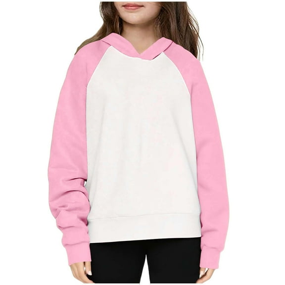zbxnLI Boys Girls Hoodies Pullover Hooded Long Sleeve Color Block Sweatshirts Kids Lightweight Casual Tops