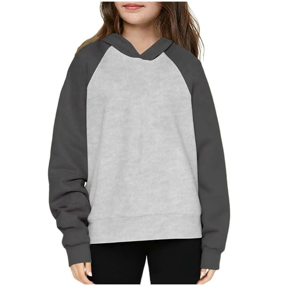 zbxnLI Boys Girls Hoodies Pullover Hooded Long Sleeve Color Block Sweatshirts Kids Lightweight Casual Tops