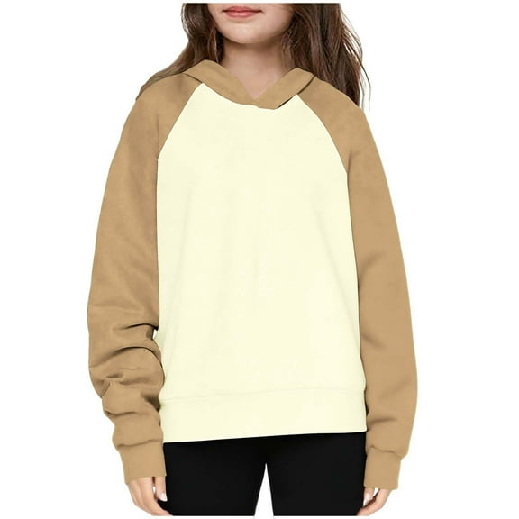 zbxnLI Boys Girls Hoodies Pullover Hooded Long Sleeve Color Block Sweatshirts Kids Lightweight Casual Tops