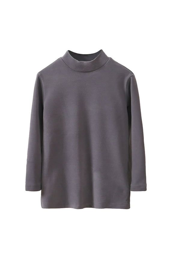 Boys Girls Mock Turtleneck Shirts Basic Long Sleeve T-Shirts Plain Casual Tee Spring Fall Tops