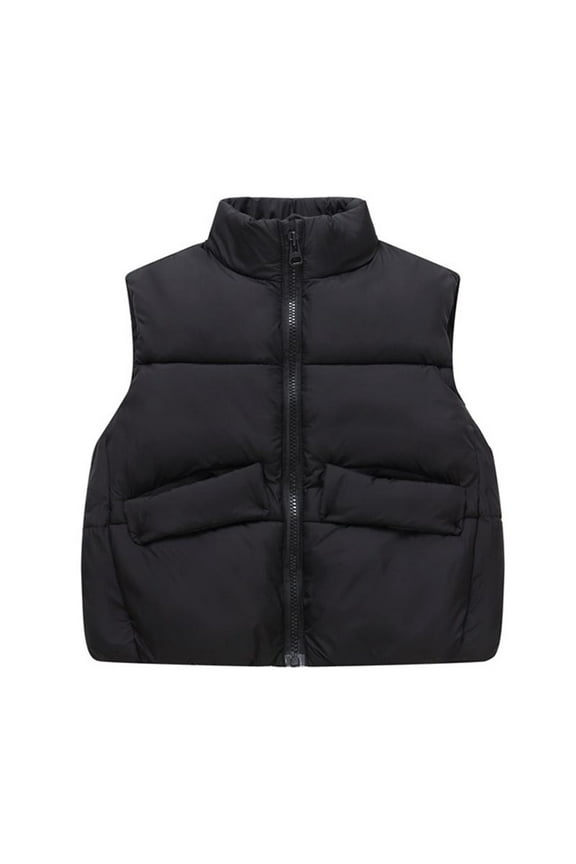 Boys Girls Puffer Vest Jacket with Pockets Kids Sleeveless Winter Outerwear Vests 3-12 Years