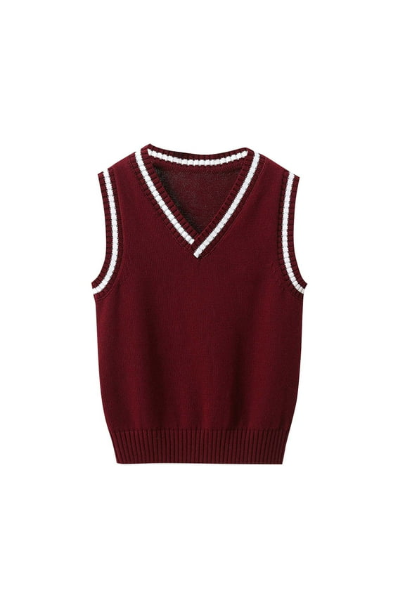 Boys Girls Sweater Vests School Uniform Vest Sleeveless V Neck Knit Pullover Tops for Kids