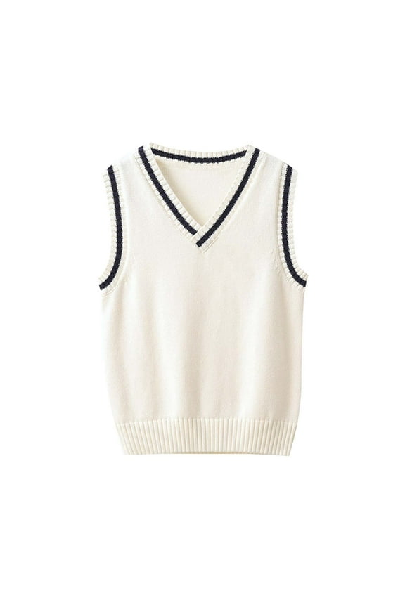 Boys Girls Sweater Vests School Uniform Vest Sleeveless V Neck Knit Pullover Tops for Kids