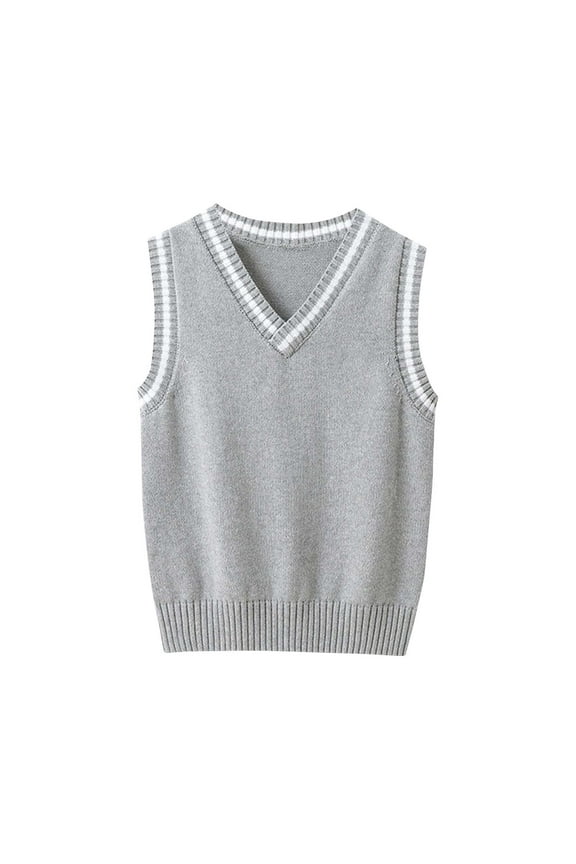 Boys Girls Sweater Vests School Uniform Vest Sleeveless V Neck Knit Pullover Tops for Kids
