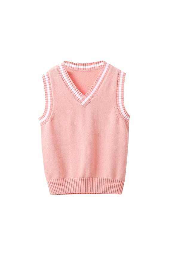 Boys Girls Sweater Vests School Uniform Vest Sleeveless V Neck Knit Pullover Tops for Kids