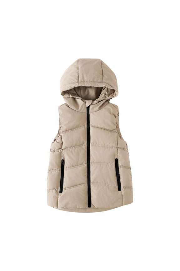 Boys Girls down Vest Jacket Winter Hooded Warm Puffer Coat Sleeveless Outerwear with Pockets