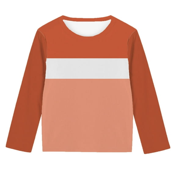 zbxnLI Boys Long Sleeve T Shirts Crewneck Casual Tees Color Block Base Layer Shirts Fall Winter Tops
