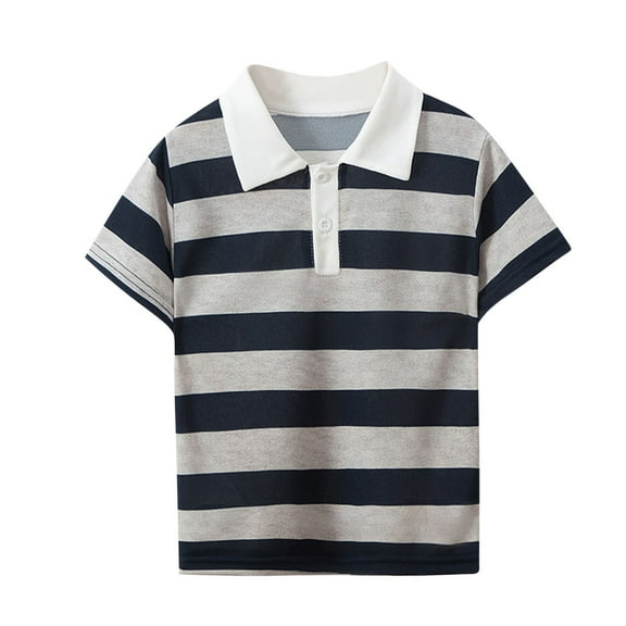 zbxnLI Boys Striped Shirts Short Sleeve Cotton Shirt Collared Button Closure School Uniform Tops for Boys