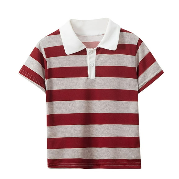 zbxnLI Boys Striped Shirts Short Sleeve Cotton Shirt Collared Button Closure School Uniform Tops for Boys