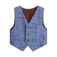 thumbnail image 1 of zbxnLI Boys Suit Vest Plaid V Neck Button Formal Vest Coat Outerwear for Wedding Party Evening Party, 1 of 3