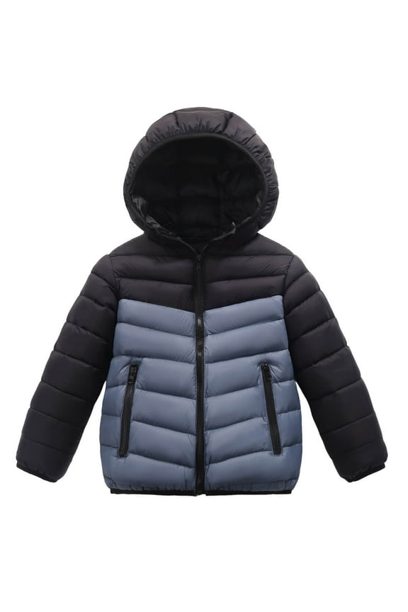 Boys down Jackets Hooded Winter Coat Lightweight Casual Warm Outerwear Coats with Zipper Pockets