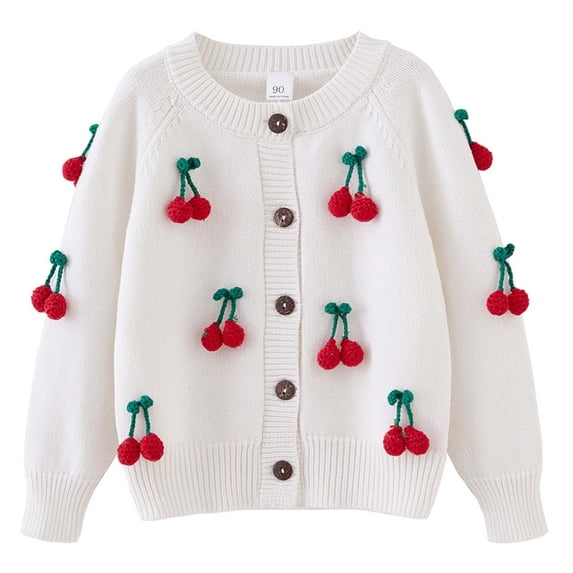 zbxnLI Cardigans for Girls Knit Sweater Long Sleeve Button Closure Casual Spring Fall Outerwear for Little Girls