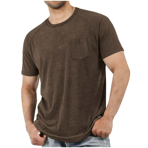 zbxnLI Casual Shirts for Men's Plain Sport Tops Crew Neck Short Sleeve Shirt Plus Size Basic Tee Dress Business Top