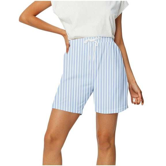 zbxnLI Casual Shorts for Women Elastic Waist Drawstring Pajamas Shorts Summer Beach Shorts with Pockets