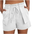 thumbnail image 1 of zbxnLI Cotton Linen Shorts for Women Summer Casual Shorts with Pockets Solid Color Straight Leg Beach Shorts, 1 of 7