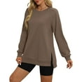 thumbnail image 1 of zbxnLI Crew Neck Sweatshirts for Womens Long Sleeve Sweatshirt Casual Loose Soft Shirts Side Slit Pullover Tops, 1 of 4